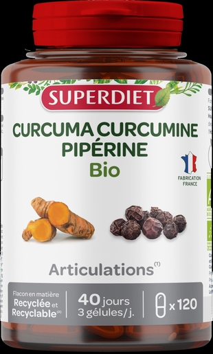 SuperDiet Kurkuma Curcumine Piperine 120 capsules | Gewrichten