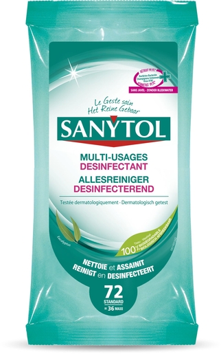 Sanytol Desinfecterend Allesreiniger 36 Maxi Doekjes | Ontsmettingsmiddel