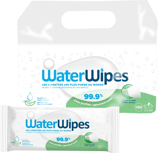 Waterwipes Sapindus 180 Pcs (3x60) | Change - Lingettes - Liniment