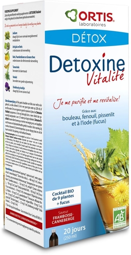 Ortis Detoxine Vitalité Framboise-Canneberge Bio 250ml | Dépuratif - Détoxifiant