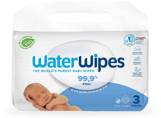 WaterWipes Reinigingsdoekjes Baby Biologisch Afbreekbaar 3x48 Doekjes | Luiers -  Babydoekjes - Liniment