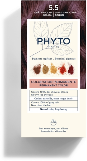 Phytocolor Kit Permanente haarkleuring 5.5 licht kastanjebruin mahonie | Kleuringen
