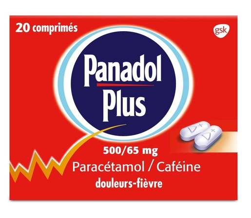 Panadol Plus 500/65 mg 20 Comprimés Pelliculés | Fièvre