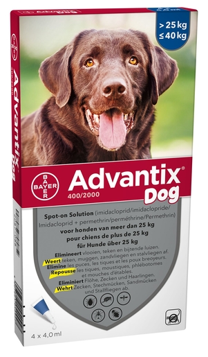 Advantix 400/2000 Honden 25&lt;40 kg Fl 4x4,0 ml | Geneesmiddelen voor honden