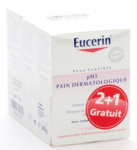 Eucerin pH5 Peau Sensible Pain Dermatologique 3x100g (2 + 1 gratuit) | Bain - Douche