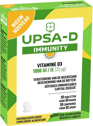 UPSA-D Immuniteit Vitamine D3 30 Tabletten | Natuurlijk afweersysteem - Immuniteit