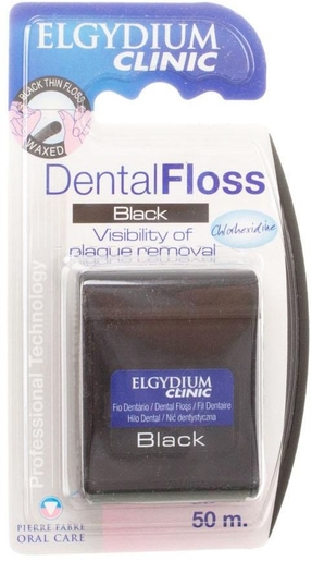 Elgydium Clinic Dental Floss Black 50m | Tandfloss - Interdentale borsteltjes