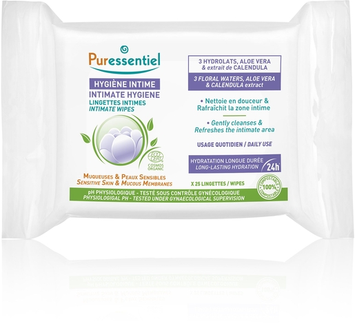 Puressentiel Intieme Hygiëne Intieme Doekjes 25 Doekjes | Desinfecterende verzorgingsproducten
