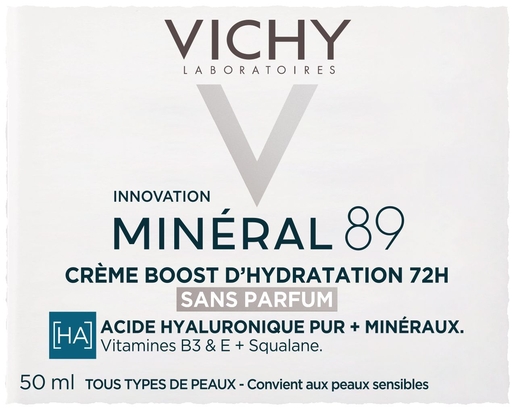 Vichy Mineral 89 Crème Hydratatieboost 72u Niet Geparfumeerd 50 ml | Hydratatie - Voeding