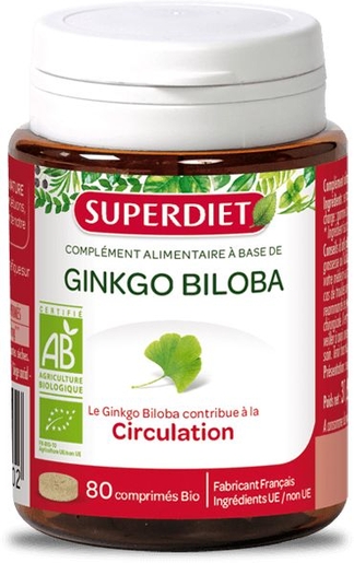 SuperDiet Ginkgo Biloba Bio 80 Tabletten | Bioproducten
