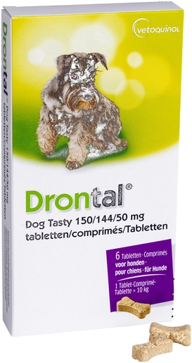 Drontal Tasty Bone 150/144/5 mg 10 kg Dog Tabl 6 | Geneesmiddelen voor honden