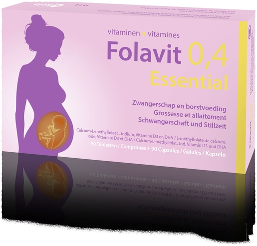 Folavit 0,4 mg Essential 90 Tabletten + 90 Capsules | Vitaminen en voedingssupplement voor tijdens de zwangerschap 