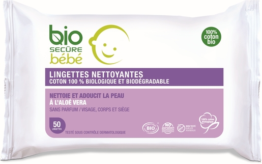 Bio Secure baby 50 biologisch afbreekbare doekjes met aloë vera | Bad - Toilet