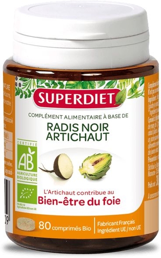 SuperDiet Radis Noir et Artichaut Bio 80 Comprimés | Foie