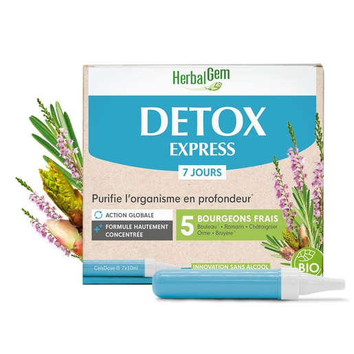 HerbalGem Detox Express Enkelvoudige doses 7 x 10 ml | Drainage - Ontgifting