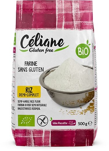 Celiane Farine Riz Semi-complete Bio 500g 4074 | Sans gluten