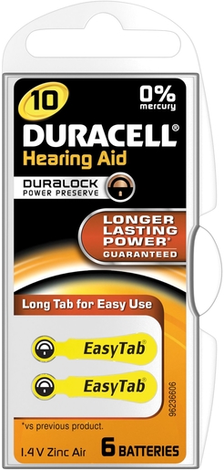 Duracell Easytab Batterij Hoorapparaat Da10 6 Geel | Batterijen