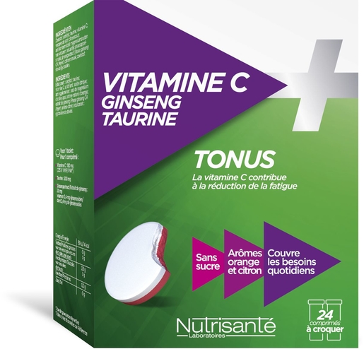 Vitamine C Ginseng Taurine 24 Comprimés à Croquer | Fatigue - Convalescence