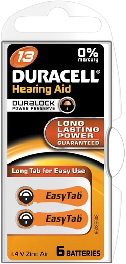 Duracell Easytab Batterij Hoorapparaat Da13 6 Oranje | Batterijen