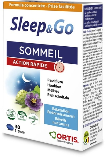 Ortis Sleep &amp; Go Sommeil Action Rapide 30 Comprimés | Stress - Nervosité