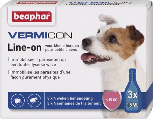 Beaphar Vermicon Line-on Kleine Honden 3 x 1,5 ml | Vlooien- en tekenwerende middelen