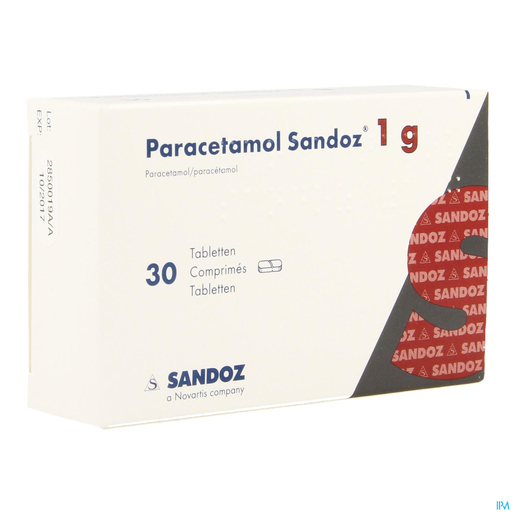Paracetamol Sandoz 1g 30 Comprimés | Maux de tête - Douleurs diverses