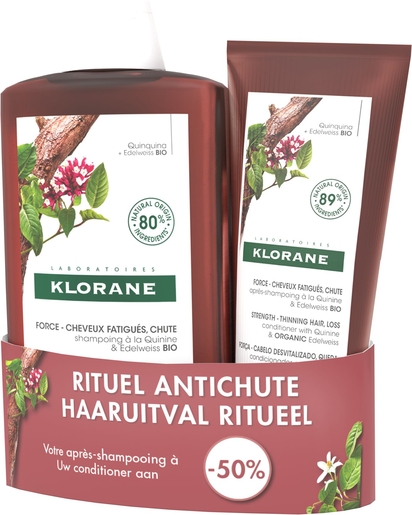 Klorane Duo Shampoo 400 ml en Conditioner 200 ml Kinine en Edelweiss | Haarverzorging