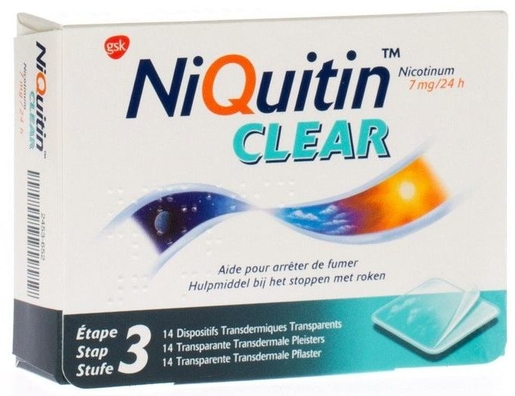NiQuitin Clear 7mg 14 Patches | Arrêter de fumer