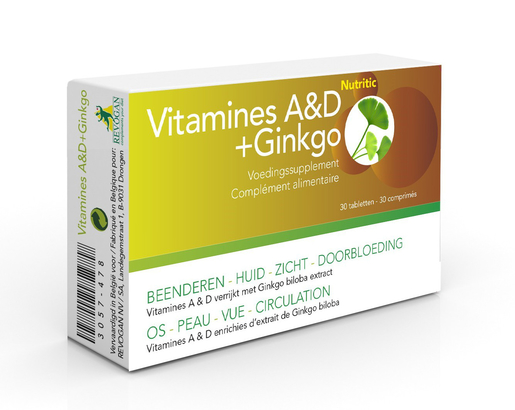 Nutritic Vitamines A &amp; D plus Ginkgo 30 Comprimés | Circulation
