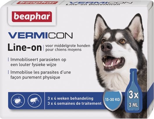 Beaphar Vermicon Line-on Hond Gemiddeld 3 x 3 ml | Vlooien- en tekenwerende middelen
