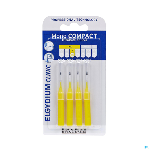 Elgydium Clinic Monocompact Interdentale ragers Geel Fijn 1 mm 4 Stuks | Tandfloss - Interdentale borsteltjes