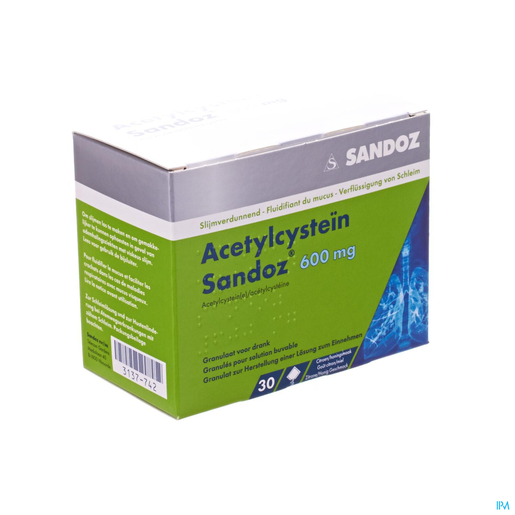 Acetylcystein Sandoz 600mg Poudre Solution Buvable 30 Sachets | Toux grasse