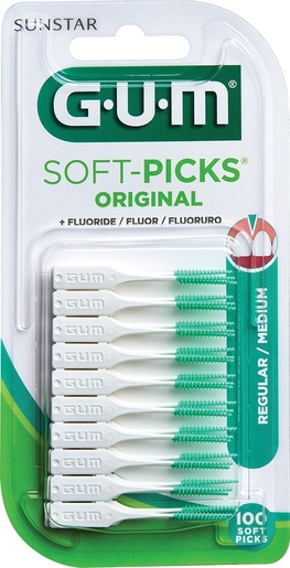 Gum Soft Picks Original Medium 100 Stuks | Tandfloss - Interdentale borsteltjes