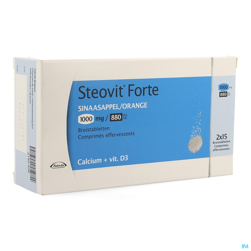 Steovit Forte 1000mg/880 IU 30 Bruistabletten (Sinaasappel) | Calcium - Vitamine D