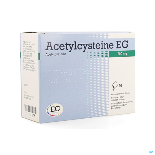 Acetylcysteine EG 600mg 30 Zakjes Korrels voor Drinkbare Oplossing | Vette hoest