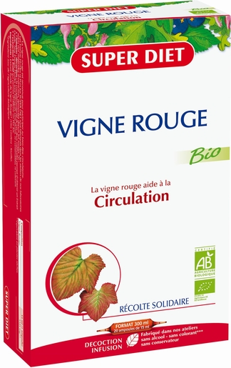 SuperDiet Vigne Rouge Bio 20 Ampoules x 15ml | Produits Bio