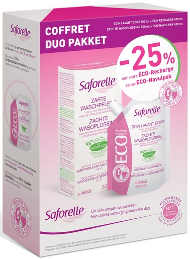 Saforelle Duo Zachte Wasgel 500ml + eco-navulling 400ml (- 25% op de eco-navulling) | Bad - Douche