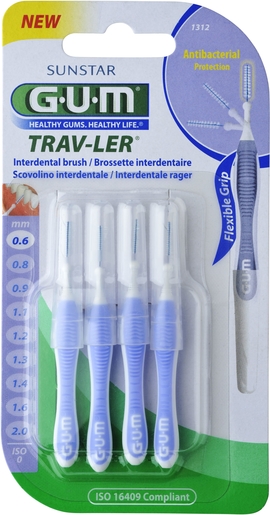 GUM TRAV-LER 4 Interdentale Borsteltjes 0,6mm | Tandfloss - Interdentale borsteltjes
