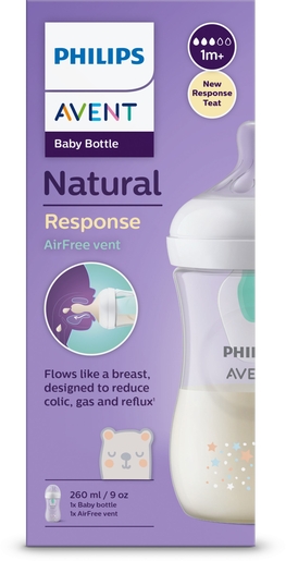 Philips Avent Zuigfles Natural Response AirFree Vent Beer +1 maand 260 ml | Zuigflessen