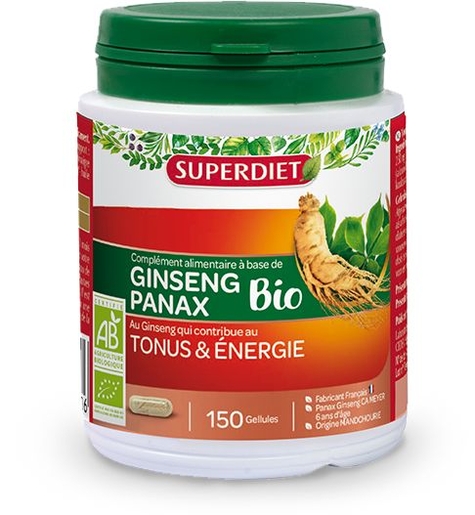 SuperDiet Ginseng Bio 150 Capsules | Conditie - Tonus