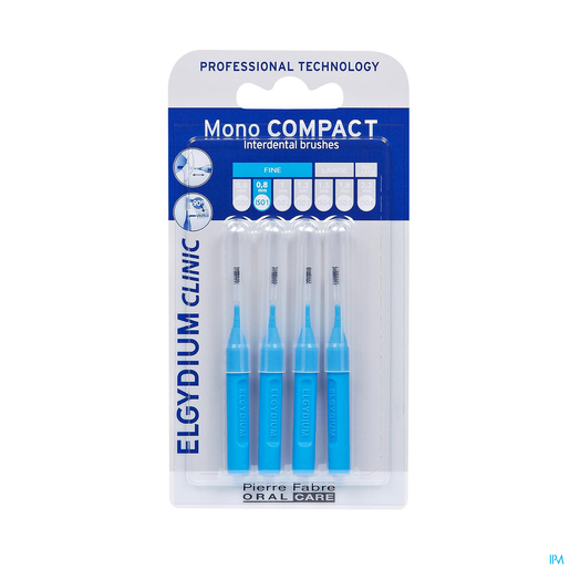 Elgydium Clinic Monocompact Interdentale ragers Blauw Fijn 0,8 mm 4 Stuks | Tandfloss - Interdentale borsteltjes