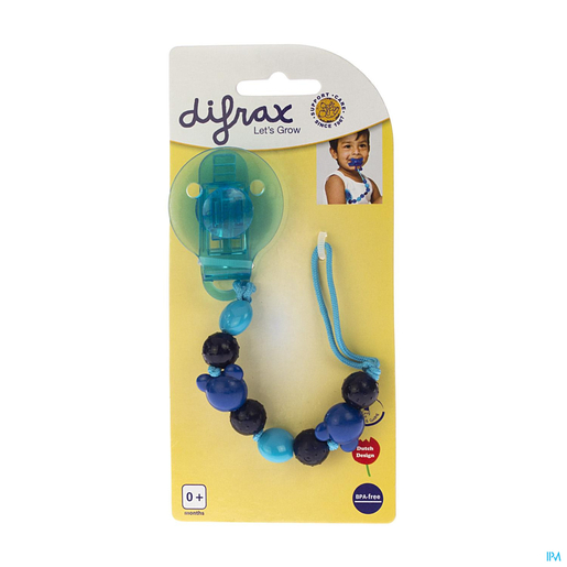 Difrax fopspeenkoord met klem Blauwe Parel | Fopspenen