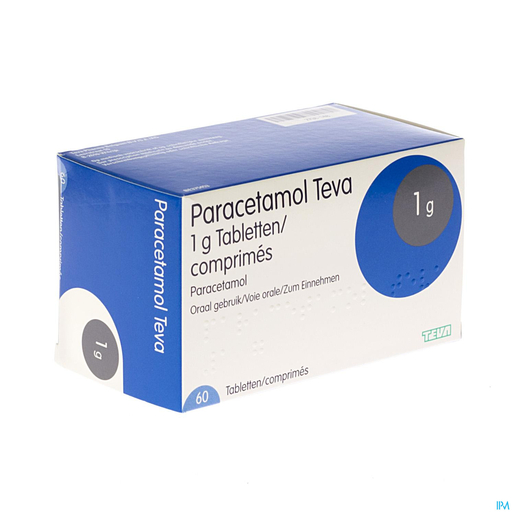 Paracetamol Teva 1g 60 Comprimés | Maux de tête - Douleurs diverses