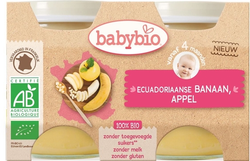 Babybio Potjes Appel-Banaan +4 Maanden 2x130 g | Voeding