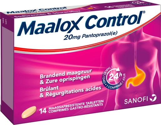 Maalox Control 20mg Pantoprazole 14 Comprimés Gastro Résistants | Acidité gastrique