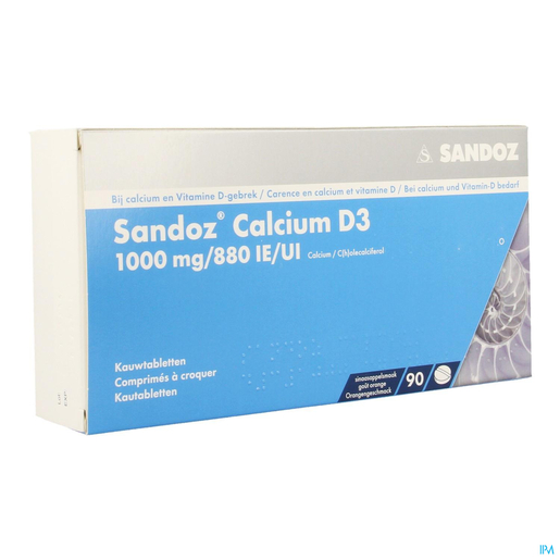 Sandoz Calcium D3 1000mg/880IU 90 Kauwtabletten | Calcium - Vitamine D