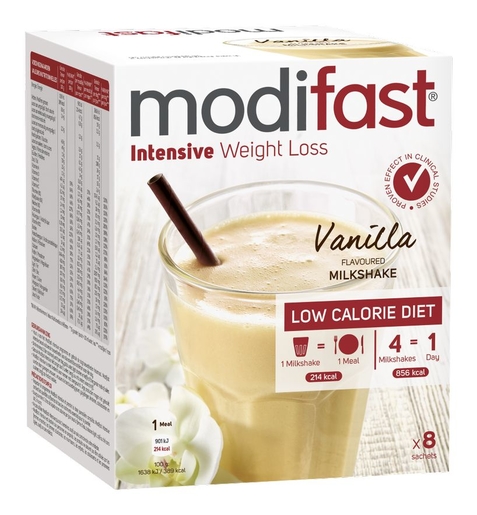 Modifast Intensive Milkshake Vanille 8 x 55 g | Uw afslankingsproducten aan de laagste prijs