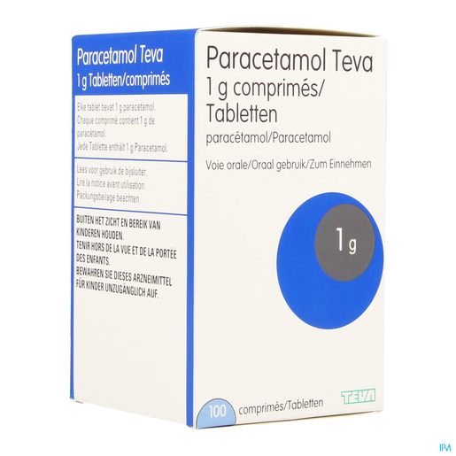 Paracetamol Teva 1g 100 Comprimés | Maux de tête - Douleurs diverses