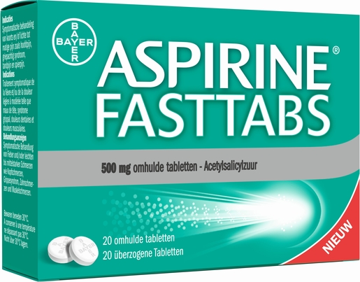 Aspirine Fasttabs 500mg 20 tabletten | Hoofdpijn - Diverse pijnen