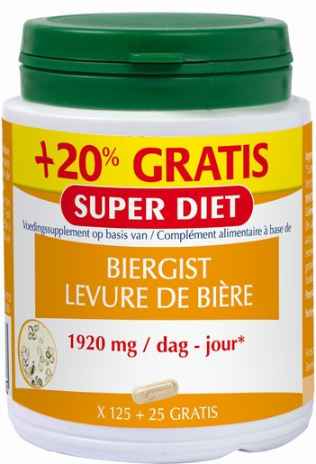 SuperDiet Levure De Biere Revivifiable 150 Capsules (plus 20% gratis) | Vitamines - Chute de cheveux - Ongles cassants